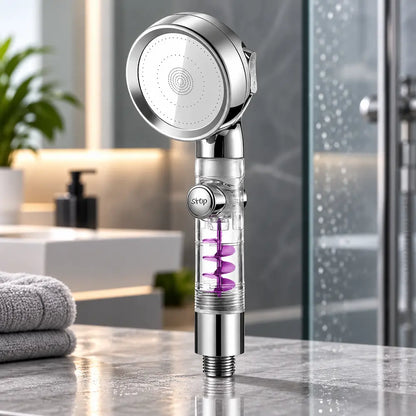 Pommeau de douche turbocompressé – 3 jets, massage et économie d'eau