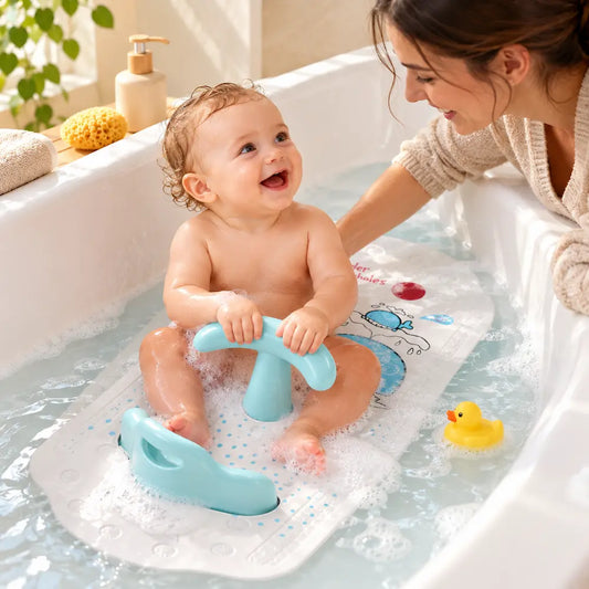 Tapis de bain bébé avec soutien dorsal – Confort sécurisé