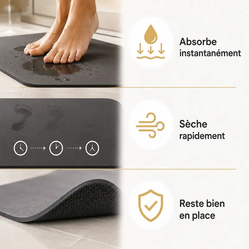 Tapis de bain diatomite gel de silice