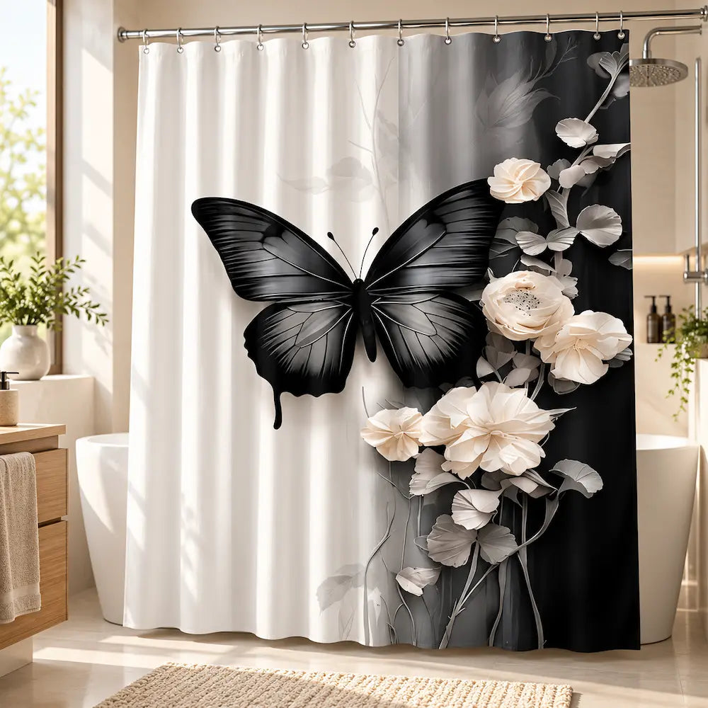 Rideau de douche papillons – Imperméable et antibactérien