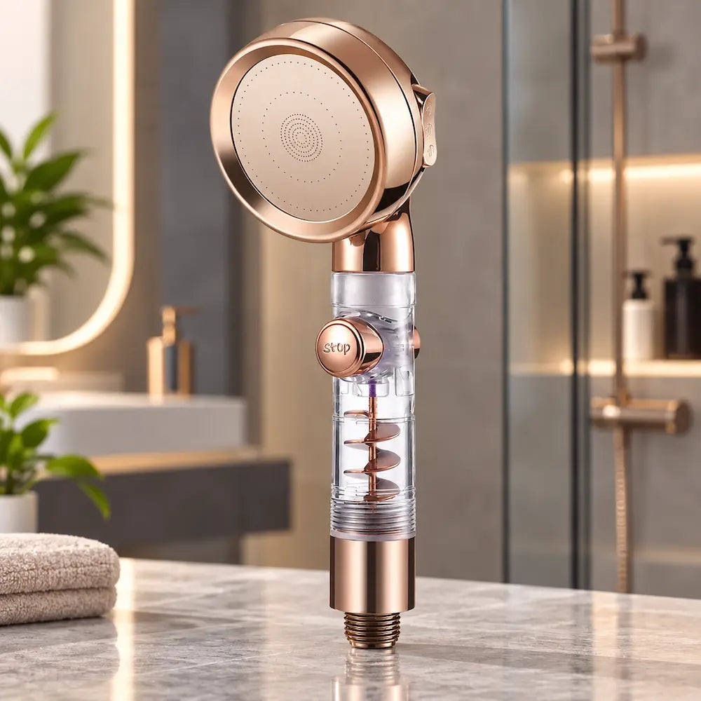 Pommeau de douche turbocompressé – 3 jets, massage et économie d'eau