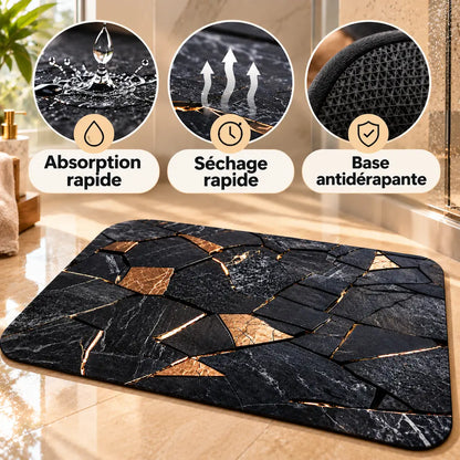 Tapis de bain marbré – Antidérapant élégant