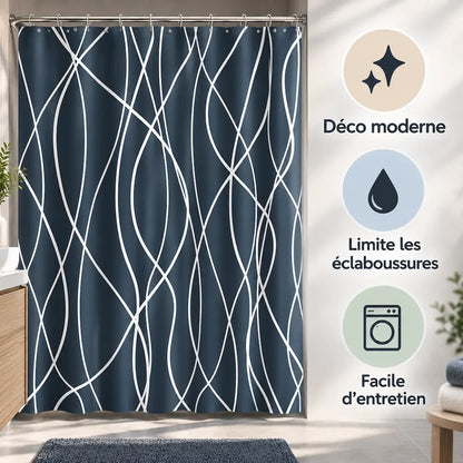 Rideau de douche ondulé – Dégradé noir et blanc contemporain