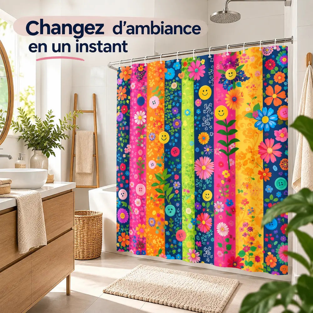 Rideau de douche polyester – Motifs artistiques vibrants