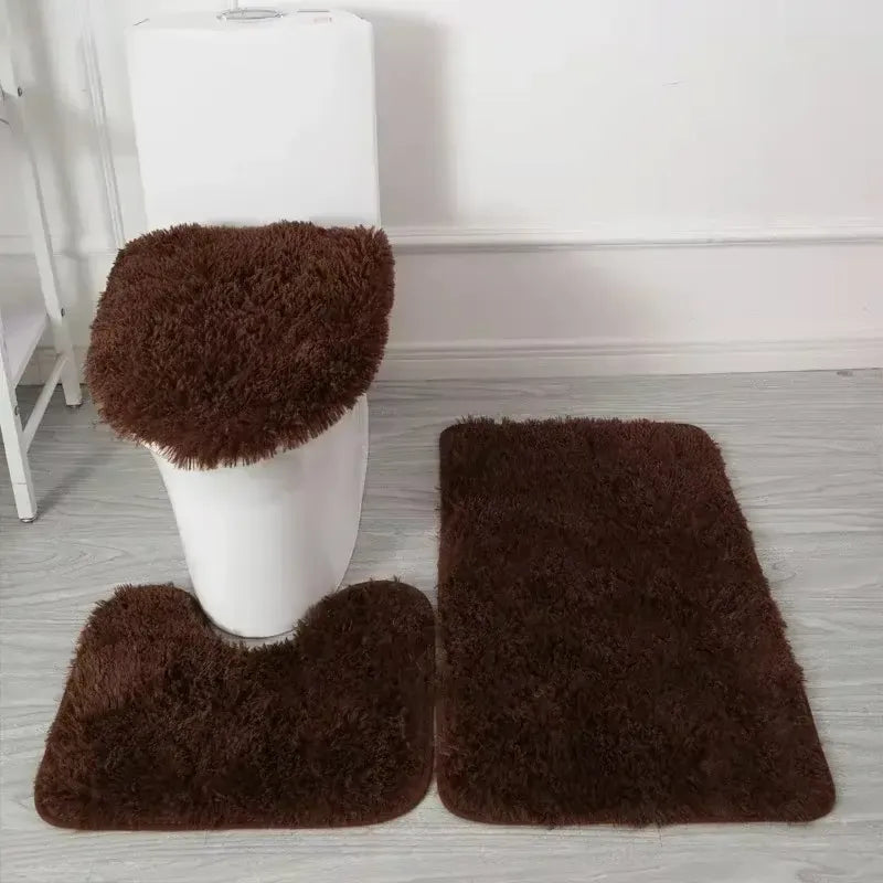 Ensemble tapis de bain 3 pièces en polymère doux – Confort antidérapant