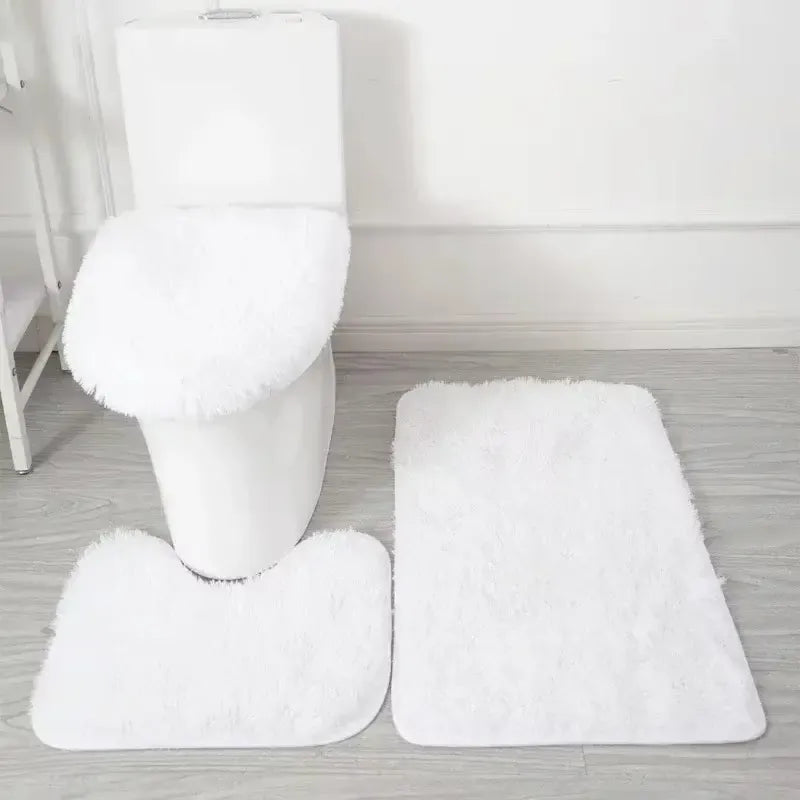 Ensemble tapis de bain 3 pièces en polymère doux – Confort antidérapant