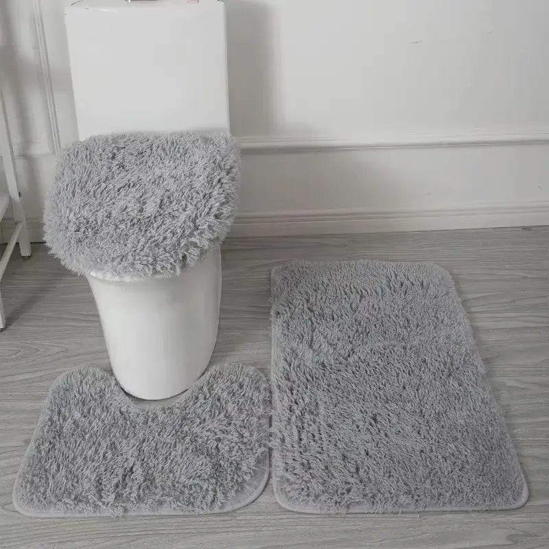 Ensemble tapis de bain 3 pièces en polymère doux – Confort antidérapant