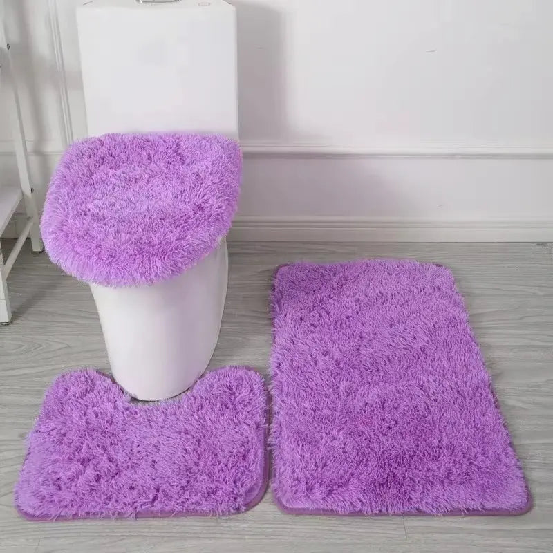 Ensemble tapis de bain 3 pièces en polymère doux – Confort antidérapant