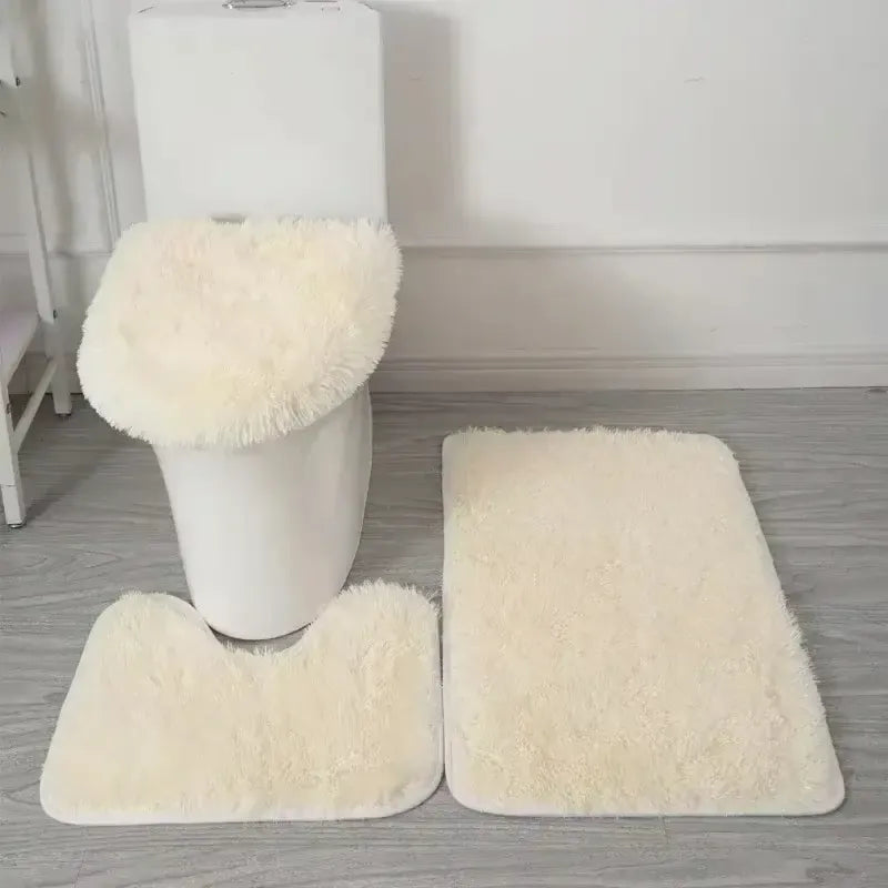 Ensemble tapis de bain 3 pièces en polymère doux – Confort antidérapant