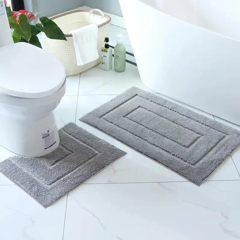 Ensemble tapis de bain en peluche motif dos – Absorbant antidérapant