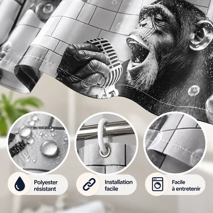 Rideau de douche noir & blanc – Motifs animaux décalés