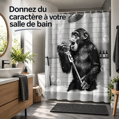 Rideau de douche noir & blanc – Motifs animaux décalés