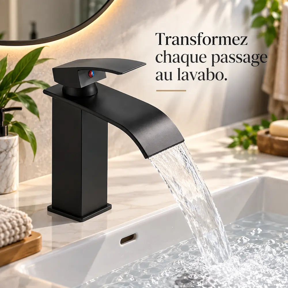 Robinet de lavabo cascade – Mitigeur chaud & froid à poser