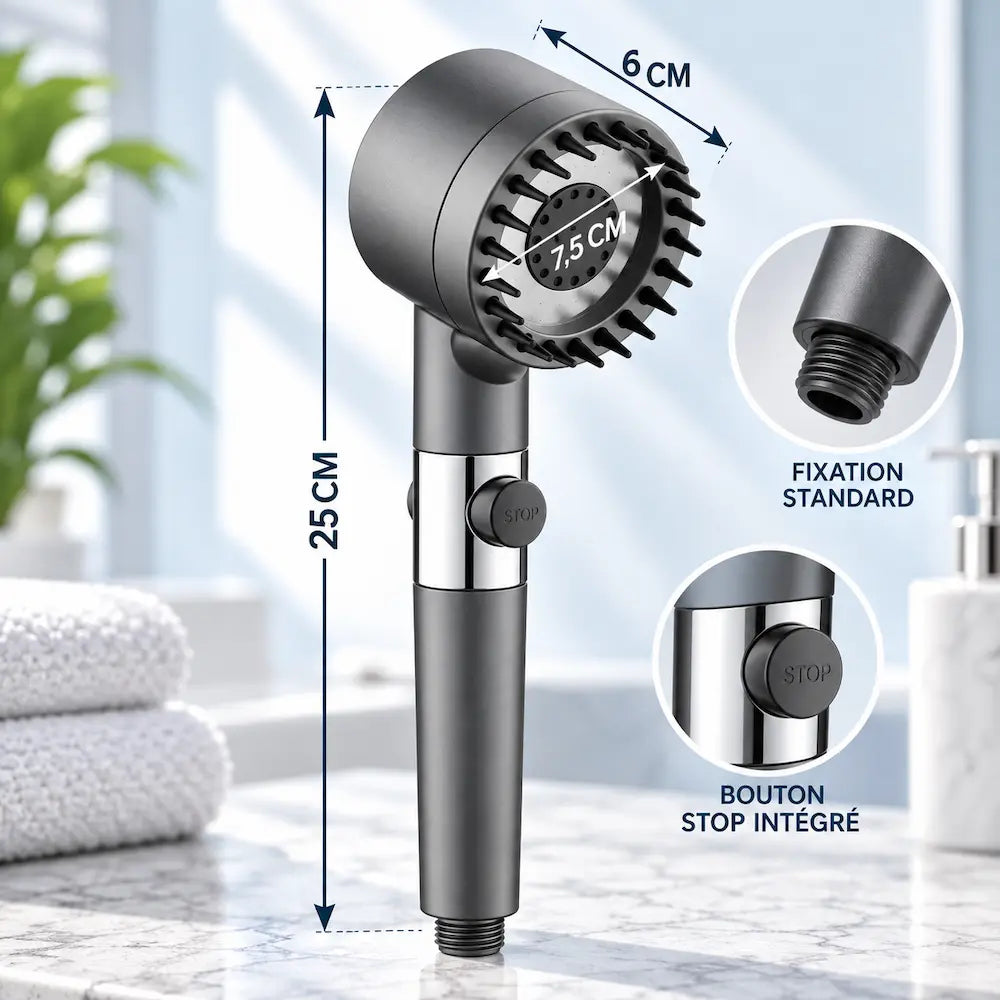 Pommeau de douche filtrant 4 modes – Massage purifiant