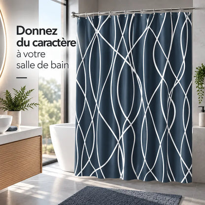 Rideau de douche ondulé – Dégradé noir et blanc contemporain