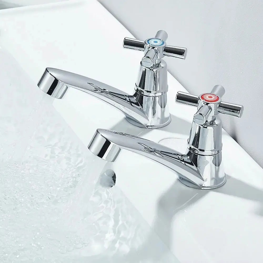 Robinet de lavabo chromé – Mitigeur traditionnel chaud & froid