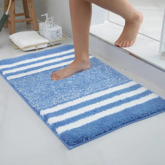 Tapis de bain à rayures peluche - Super absorbant