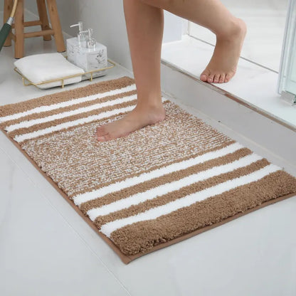 Tapis de bain à rayures peluche - Super absorbant
