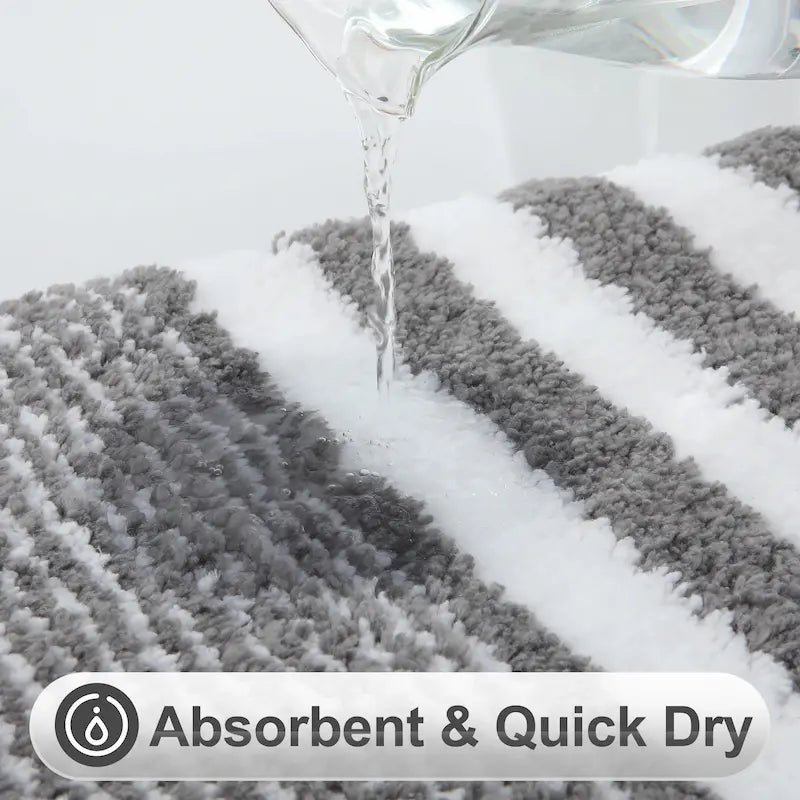Tapis de bain à rayures peluche - Super absorbant