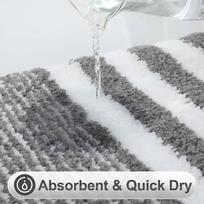 Tapis de bain à rayures peluche - Super absorbant