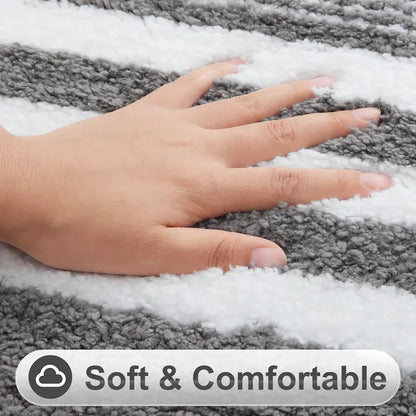 Tapis de bain à rayures peluche - Super absorbant