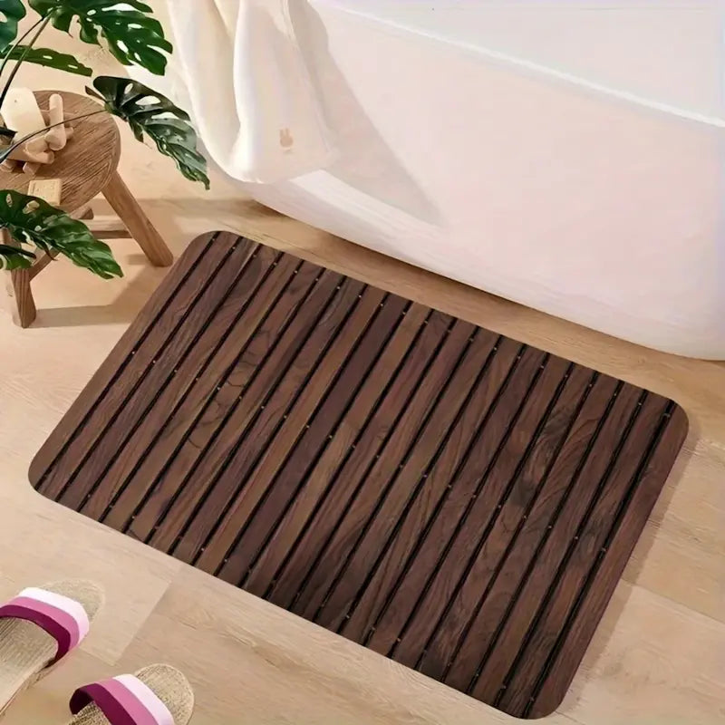 Tapis de bain absorbant effet bois – Séchage rapide antidérapant