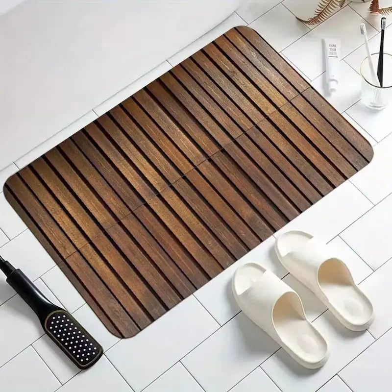 Tapis de bain absorbant effet bois – Séchage rapide antidérapant