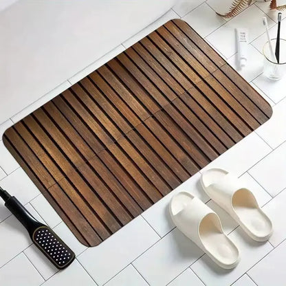 Tapis de bain absorbant effet bois – Séchage rapide antidérapant