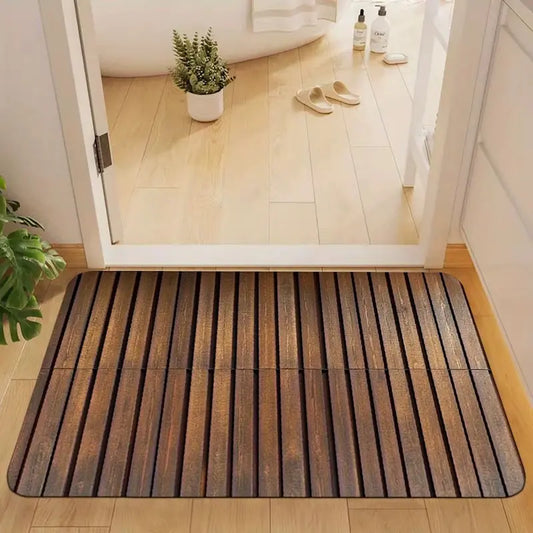 Tapis de bain absorbant effet bois – Séchage rapide antidérapant