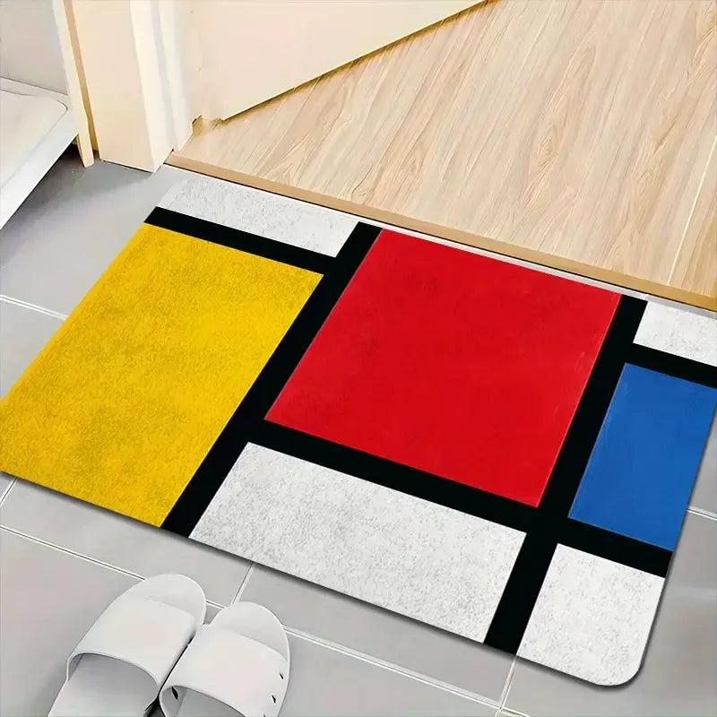 Tapis de bain absorbant géométrique – Style Mondrian