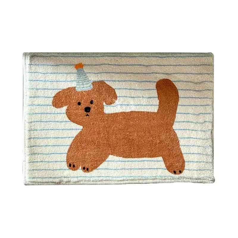 Tapis de bain antidérapant imprimé chiot – Douceur décorative