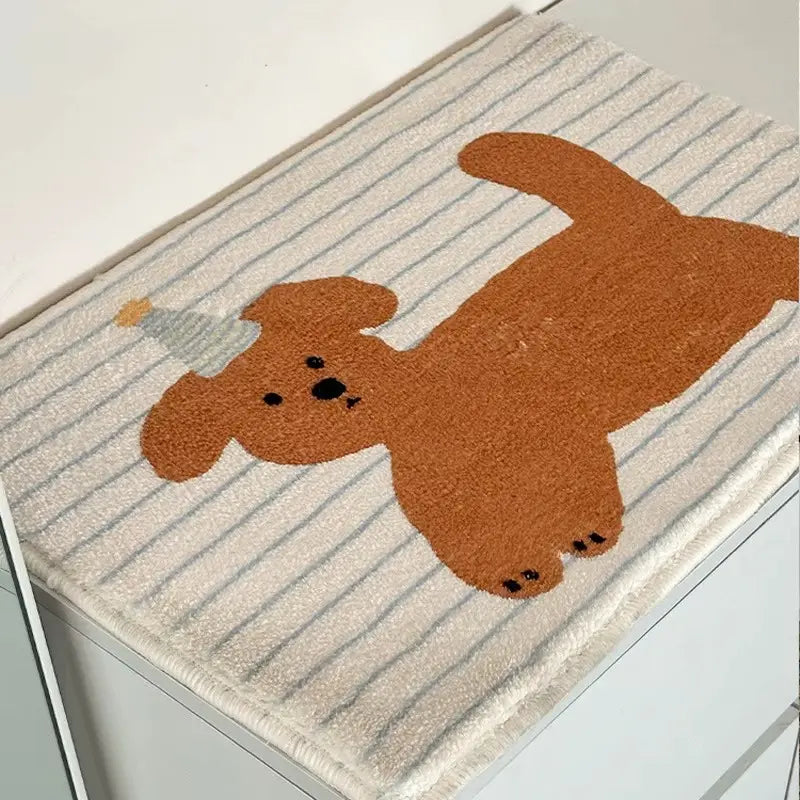 Tapis de bain antidérapant imprimé chiot – Douceur décorative