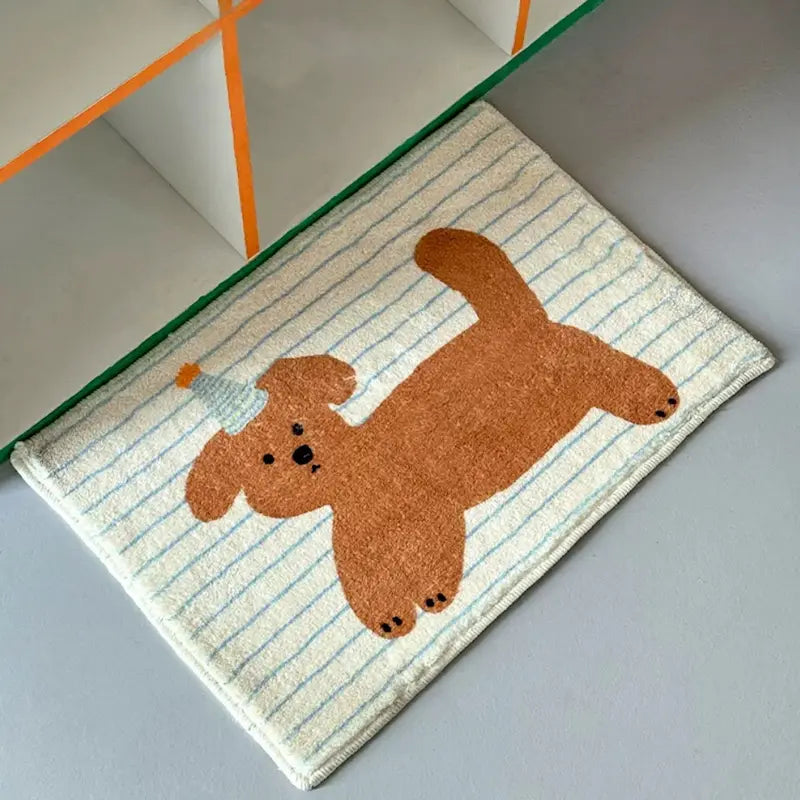 Tapis de bain antidérapant imprimé chiot – Douceur décorative