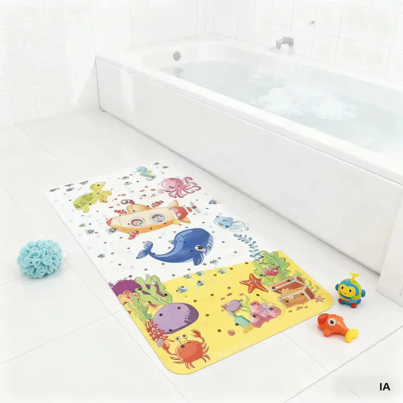 Tapis de bain bébé antidérapant – Monde marin ludique