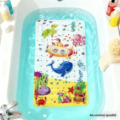 Tapis de bain bébé antidérapant – Monde marin ludique