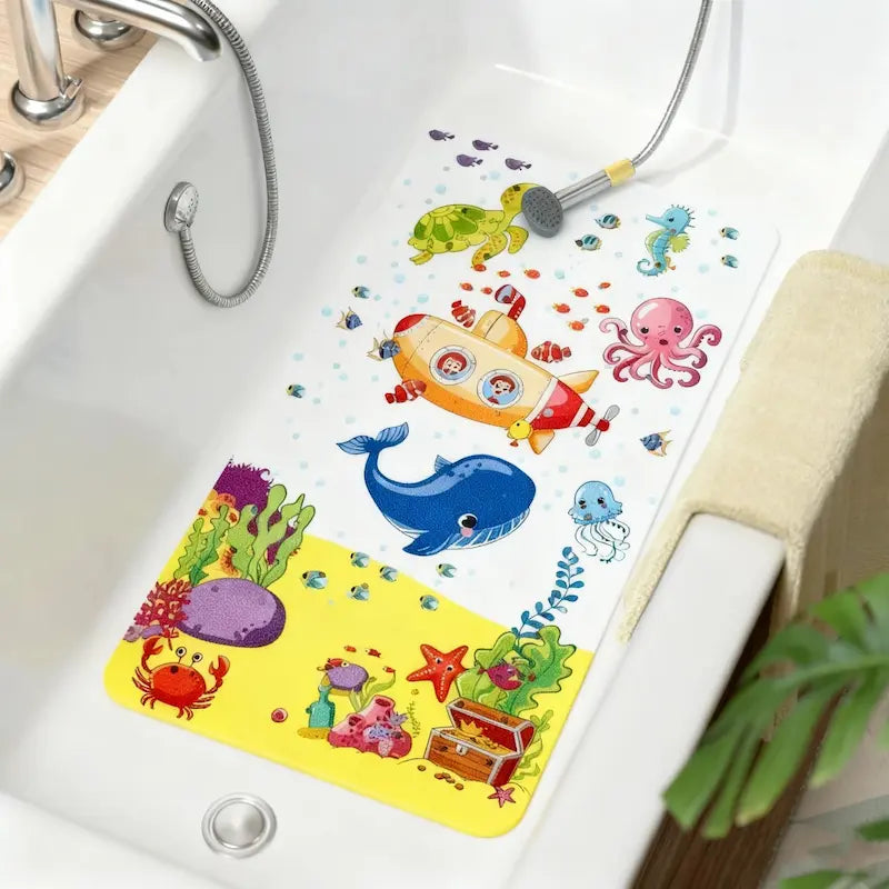 Tapis de bain bébé antidérapant – Monde marin ludique