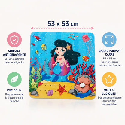 Tapis de bain bébé carré en PVC
