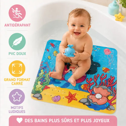Tapis de bain bébé carré en PVC