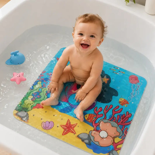 Tapis de bain bébé carré en PVC