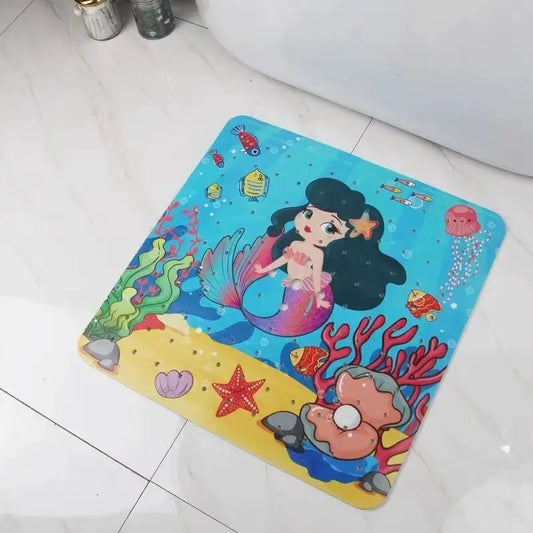 Tapis de bain bébé carré en PVC – Antidérapant ludique