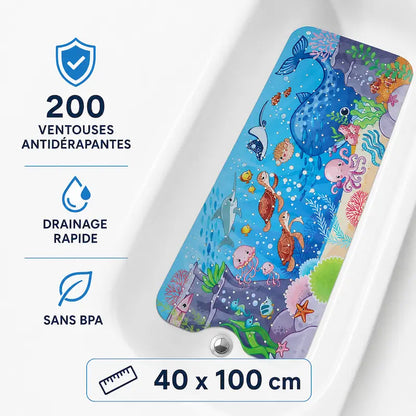 Tapis de bain bébé extra long – Antidérapant ludique