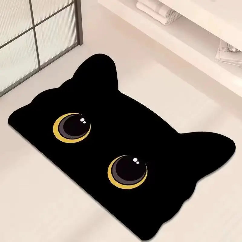 Tapis de bain chat noir absorbant – Séchage rapide