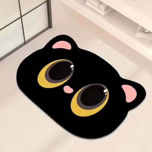 Tapis de bain chat noir absorbant – Séchage rapide