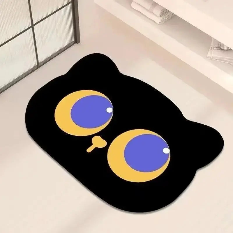 Tapis de bain chat noir absorbant – Séchage rapide