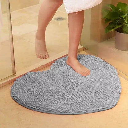 Tapis de bain chenille cœur - Doux absorbant antidérapant