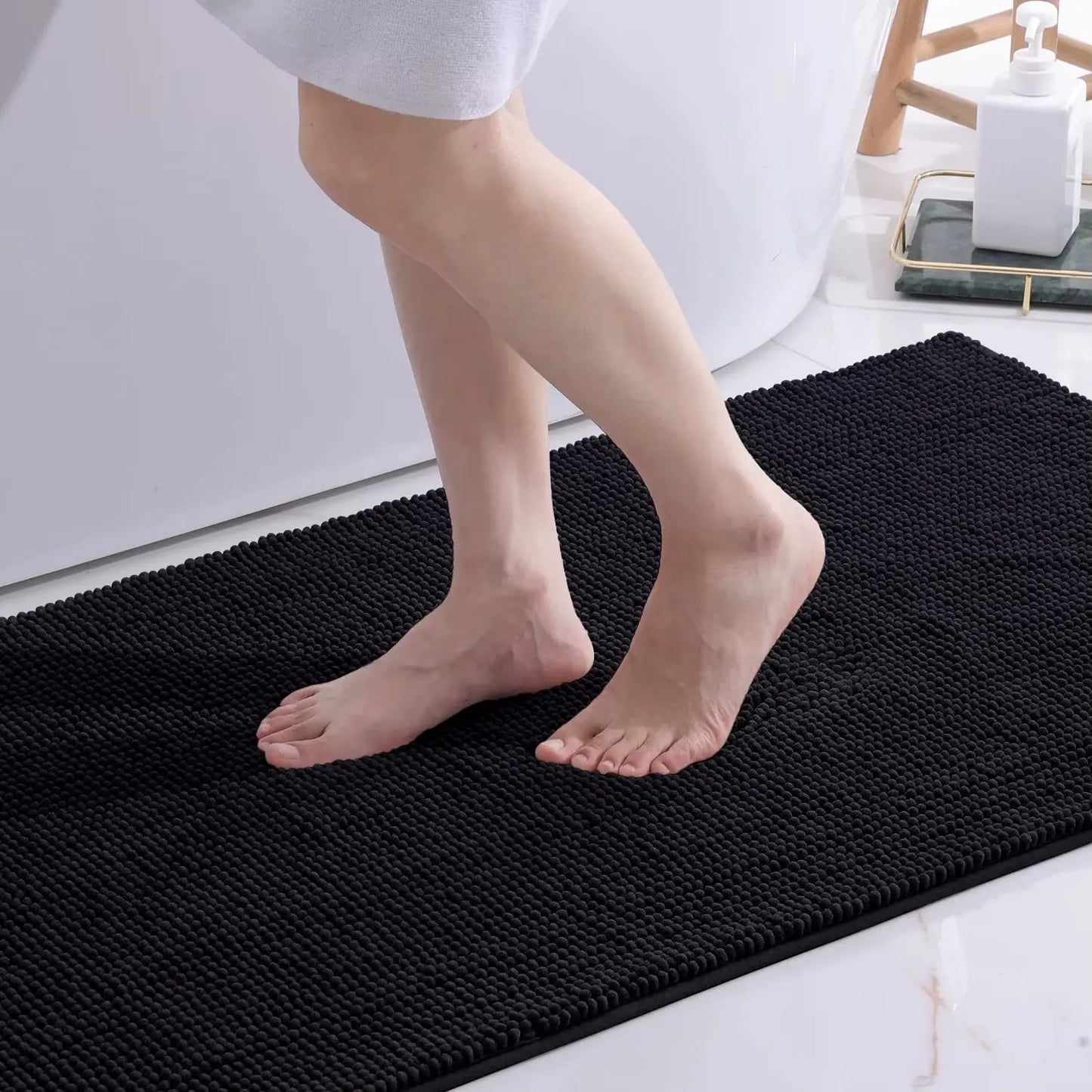 Tapis de bain chenille ultra doux – Absorbant antidérapant