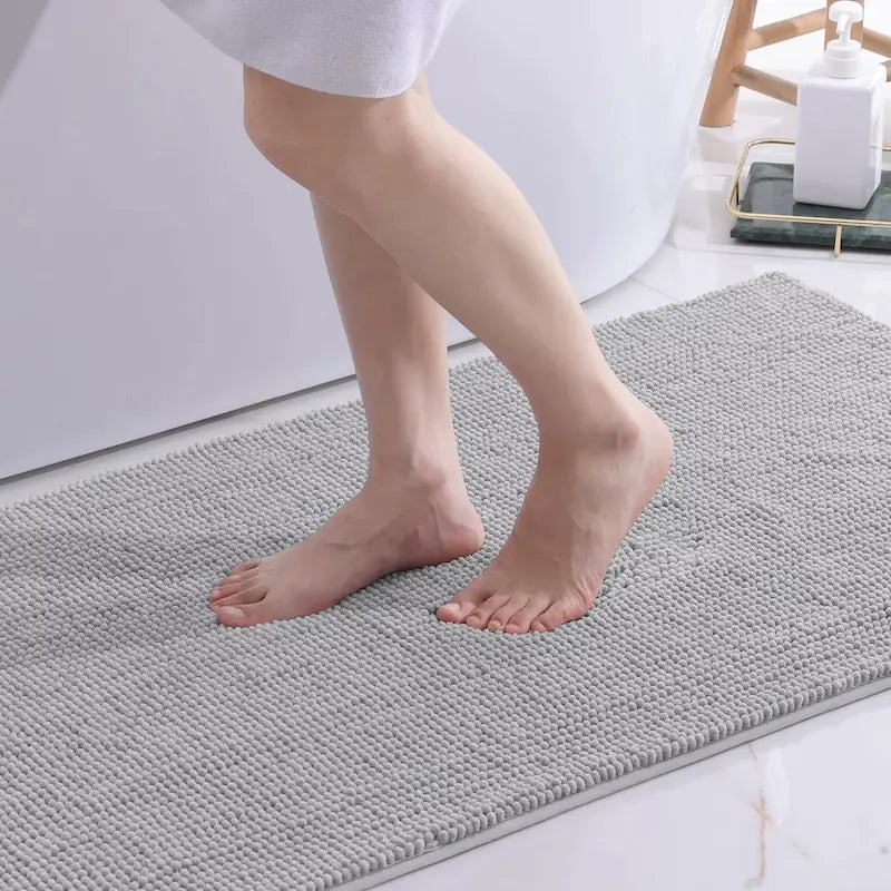 Tapis de bain chenille ultra doux – Absorbant antidérapant