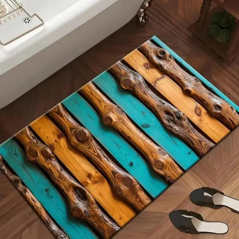 Tapis de bain diatomite effet bois vintage – Super absorbant