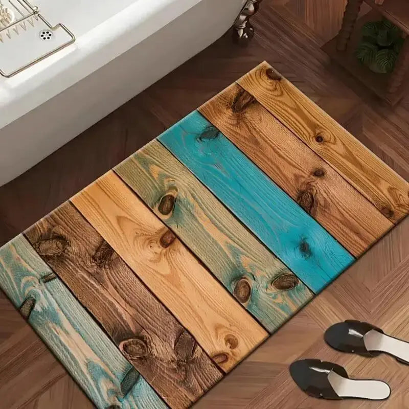 Tapis de bain diatomite effet bois vintage – Super absorbant