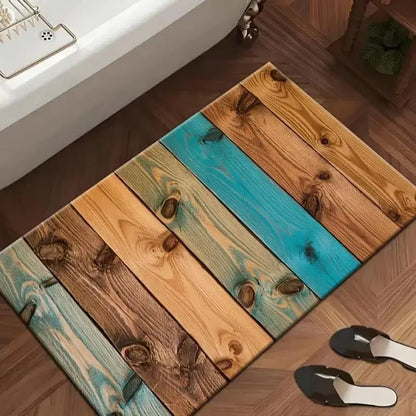 Tapis de bain diatomite effet bois vintage – Super absorbant